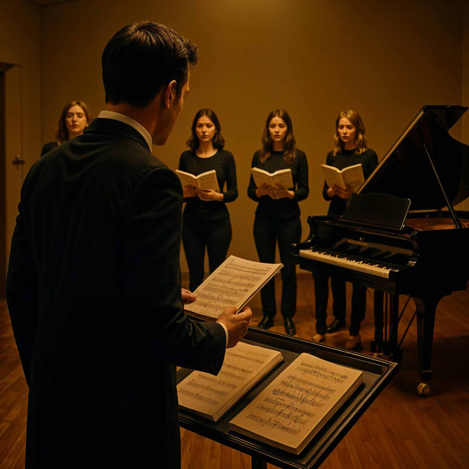 Musical Director at a choir rehearsal